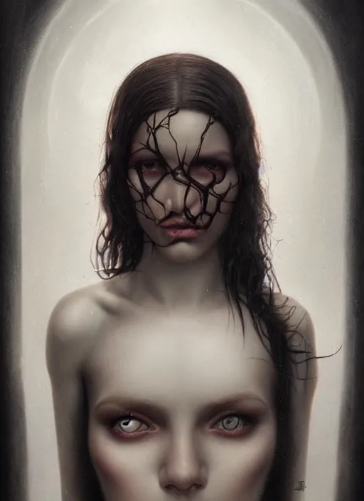 Prompt: blender, artwork, symmetrical realistic, portrait, close - up, dark witch, painting by tom bagshaw, smooth, sharp focus