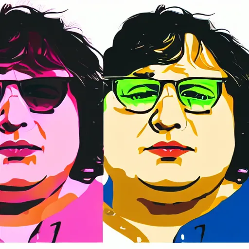 Image similar to andy milonakis & clark duke hybrid, vector, svg sticker art