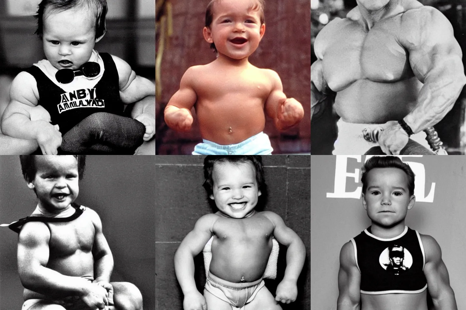 Prompt: baby Arnold Schwarzenegger