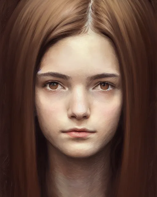 portrait of a welsh teenage girl with brown hair, dark | Stable ...