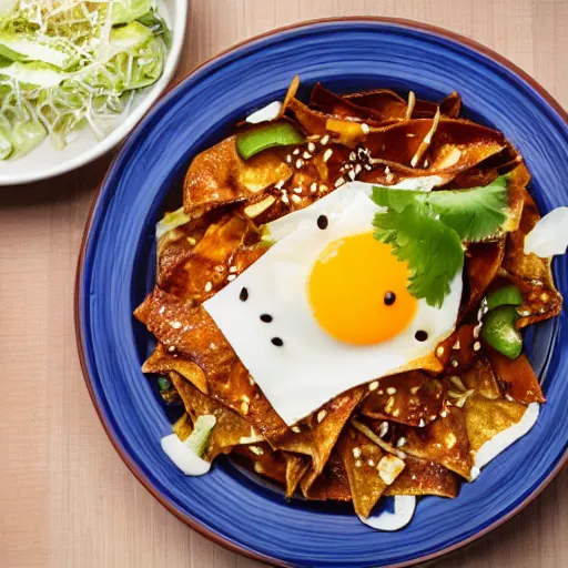 Image similar to Korean chilaquiles, food photography