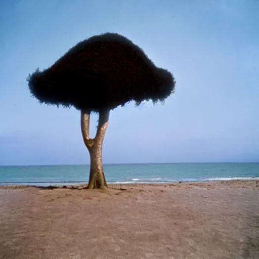 Prompt: a truffula tree, on the beach, film still, arriflex 3 5