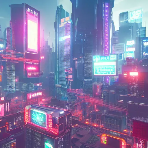 Cyberpunk City, AAA Game, RTX On, RTX 3080ti, 3D Render | Stable ...