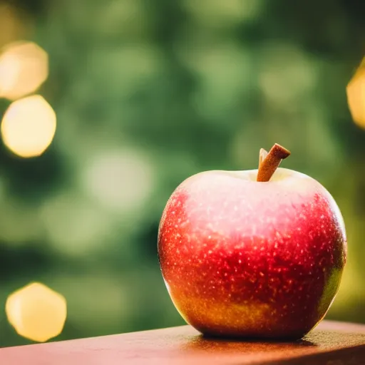 Prompt: high quality presentation photo of a golden apple, photography 4k, f1.8 anamorphic, bokeh, 4k, Canon, Nikon