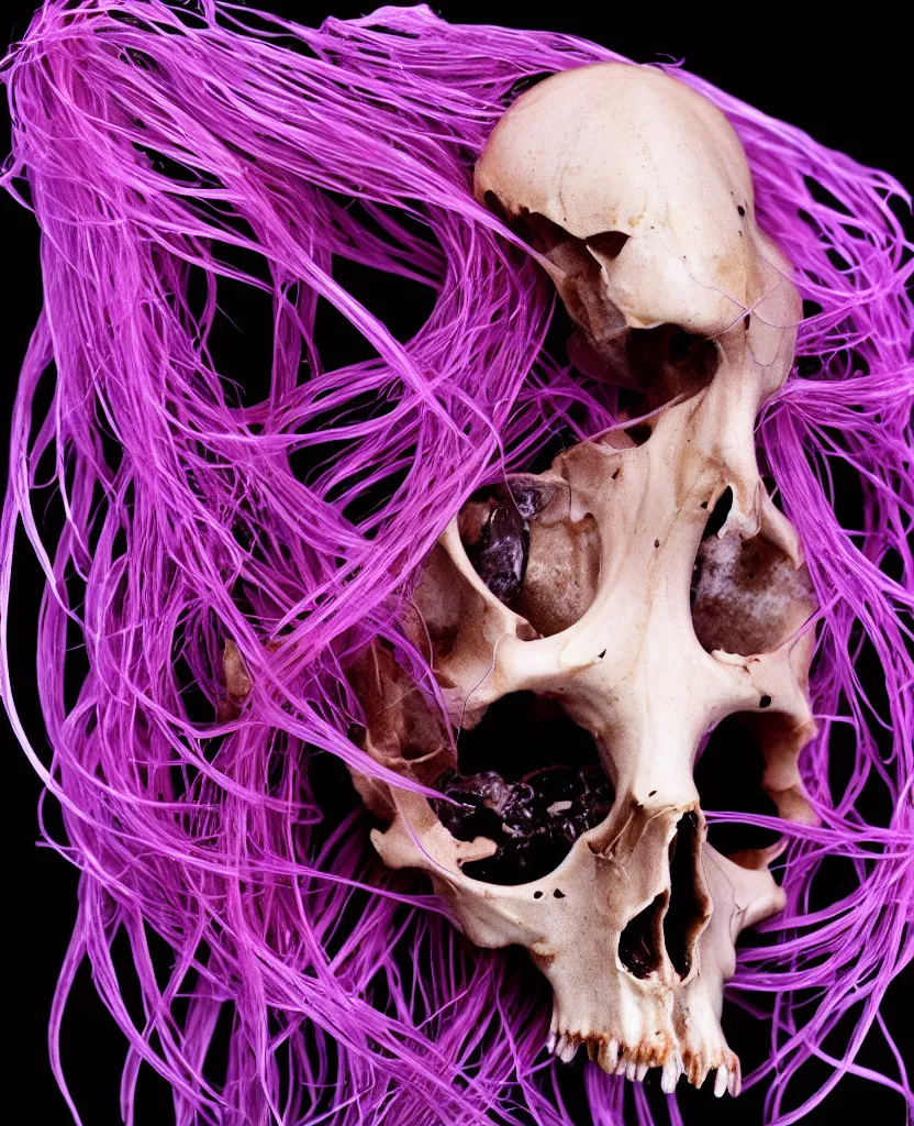 Image similar to fully black background. background hex 000000. goddess princess face close-up portrait ram skull. ьфву ща вшсркщшс щиынвшфт. jellyfish phoenix head, nautilus, orchid, skull, betta fish, bioluminiscent creatures, intricate artwork by Tooth Wu and wlop and beeple. octane render, trending on artstation, greg rutkowski very coherent symmetrical artwork. cinematic, hyper realism, high detail, octane render, 8k