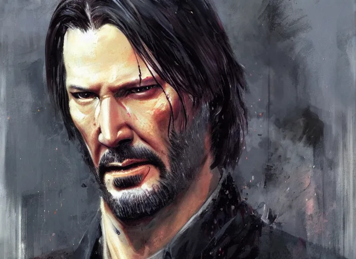 Image similar to a highly detailed beautiful portrait of john wick as kratos, by gregory manchess, james gurney, james jean