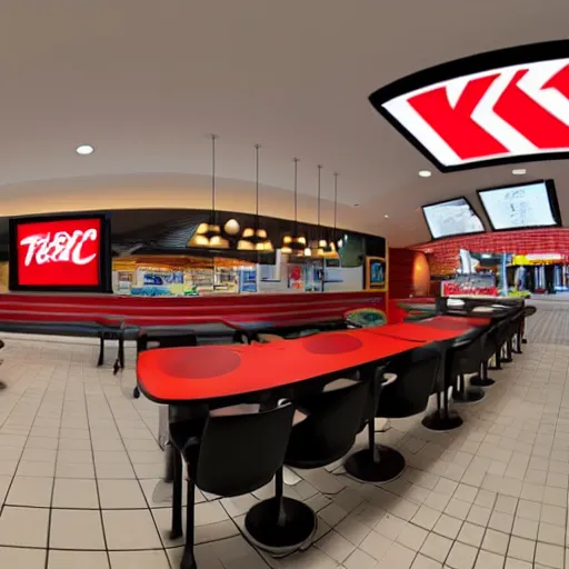 Prompt: panorama of a kfc themed mcdonalds