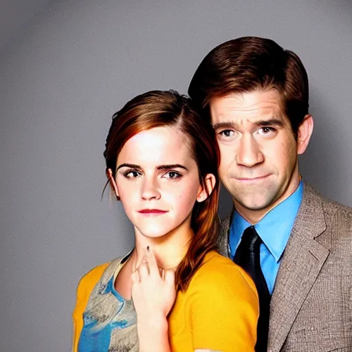 Prompt: emma watson giving the camera a Jim halpert look from the TV show The Office