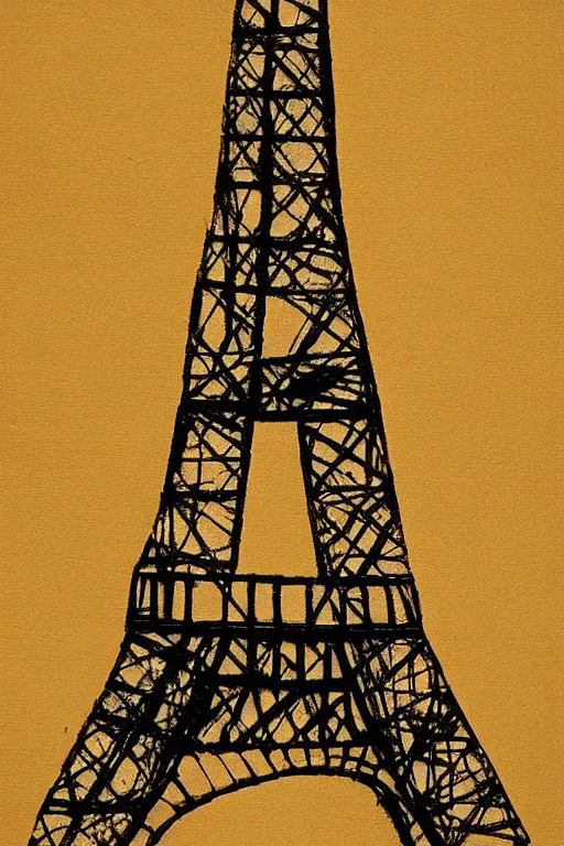 Prompt: mid century modern eiffel tower by julia pinkham artist and bernard simunovic