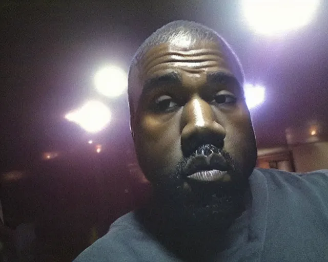 Image similar to my uncle that look like Kanye West if he was poor asf accidentally taking a selfie with the front camera lol, squinting because the camera flash is so bright in his face, viral, selfie, viral on twitter, viral on instagram, viral photo