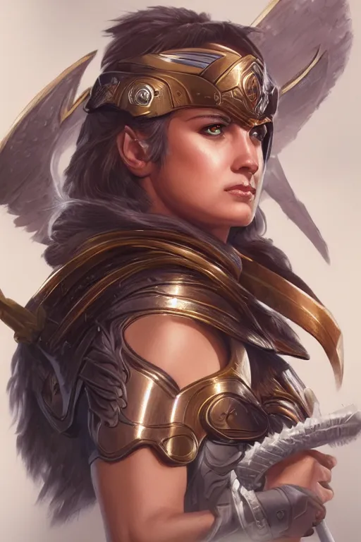 Image similar to amazon valkyrie athena, d & d, fantasy, portrait, highly detailed, headshot, digital painting, trending on artstation, concept art, sharp focus, illustration, art by artgerm and greg rutkowski and magali villeneuve