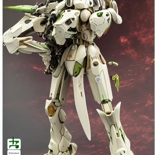 Image similar to futuristic anguloa uniflora mecha swaddled baby body, sepals forming helmet, floral details, anguloa, 8 k hd resolution, barbatos gundam with floral inlay, bandai box art, star wars, makoto kobayashi, frank gehry, raymond swanland