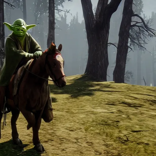 Prompt: yoda in red dead redemption 2