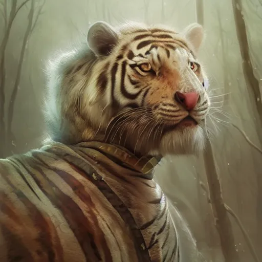 Image similar to a beautfiul award winning aesthetic commission of an antrho albino tiger wearing a black padded hooded puffer jacket,golden cahin around the neck,digital art,art by artgerm,character design by charles bowater,ross tran,photorealistic,detailed face,hyperdetailed,western comic,2021,artstation,deviantart