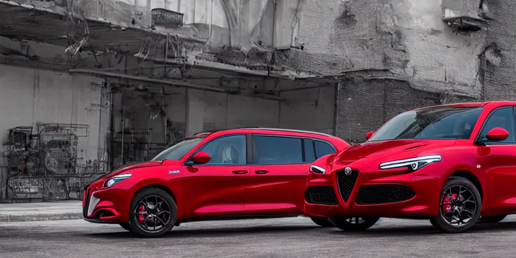 Image similar to 2022 Alfa Romeo Minivan, red