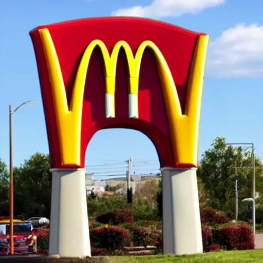 Image similar to eyebrows in the shape of the McDonalds logo, photorealistic, detailed