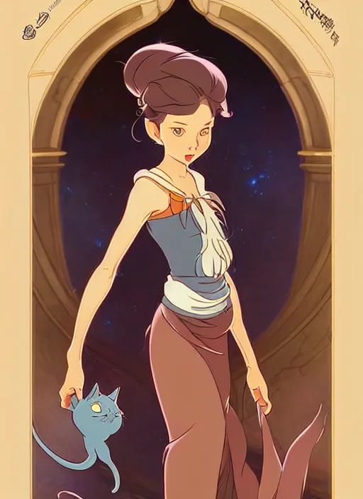 Image similar to cute wizard cat trading card design, natural lighting, path traced, highly detailed, high quality, digital painting, by don bluth and ross tran and studio ghibli and alphonse mucha, artgerm