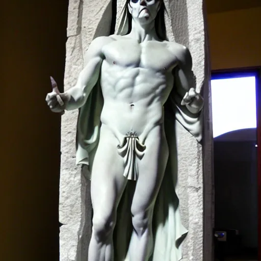 Prompt: sauron as a greek marble statue