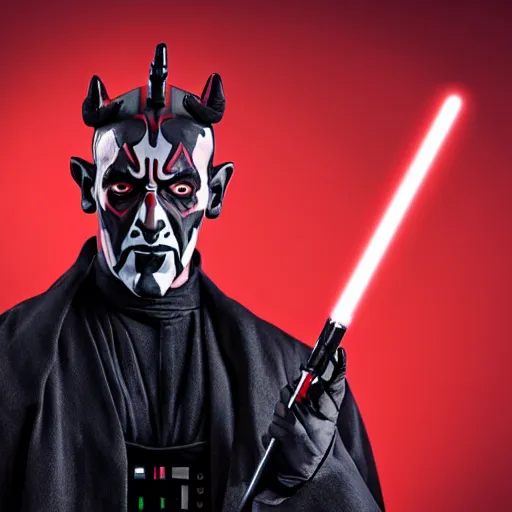 Prompt: Darth Maul posing from LinkedIn profile picture, professional headshot