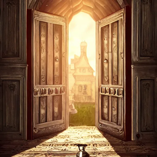 Image similar to a room with one hundred doors with latches, concept art, trending on artstation, highly detailed, intricate, sharp focus, digital art, 8 k