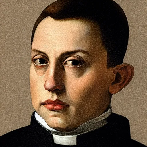 Prompt: The young pope, portrait by Caravaggio