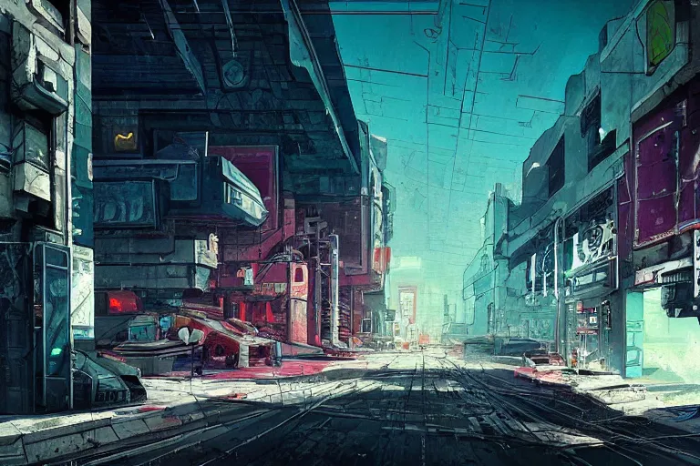 Prompt: derelict soviet cyberpunk street cinematic infinity detailed art,