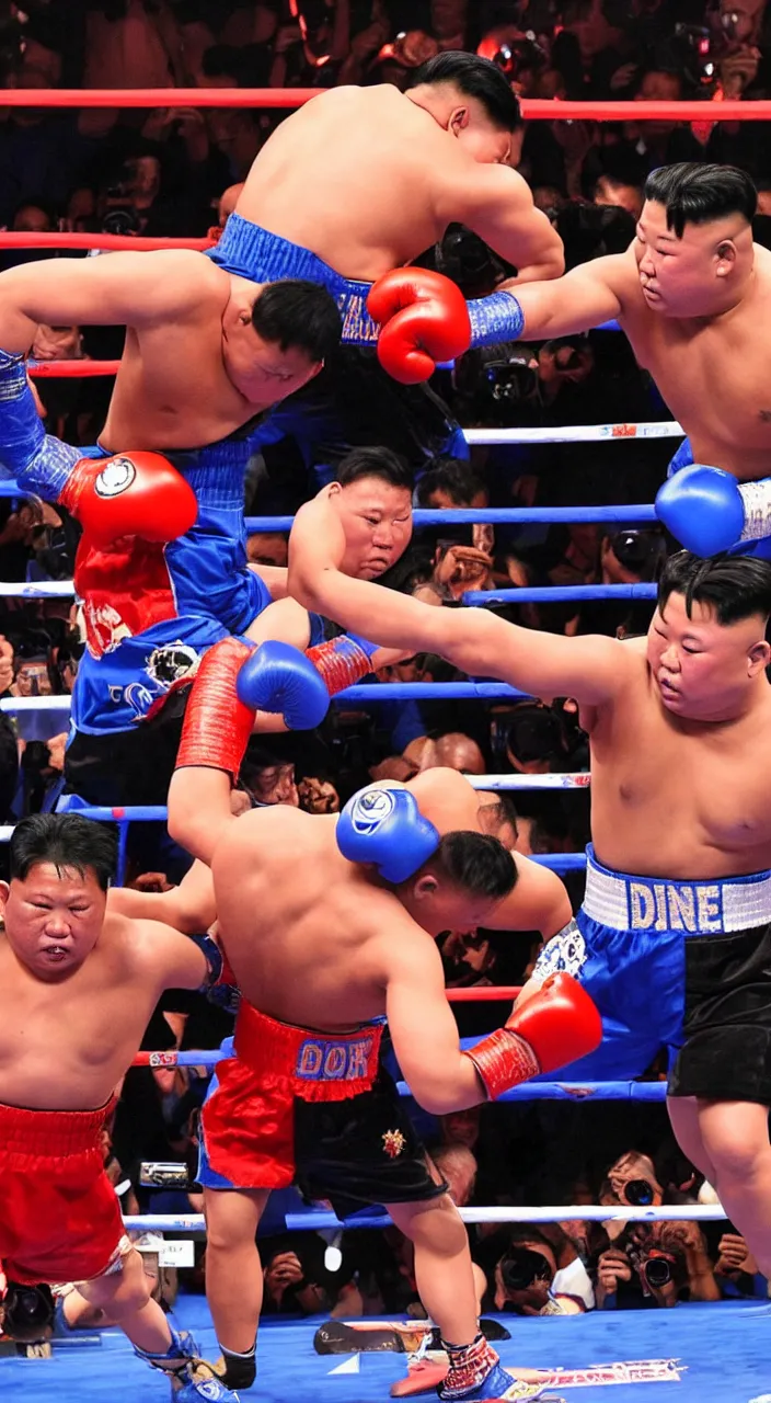 Prompt: duterte and kim jong un fighting inside the ring boxing top rank