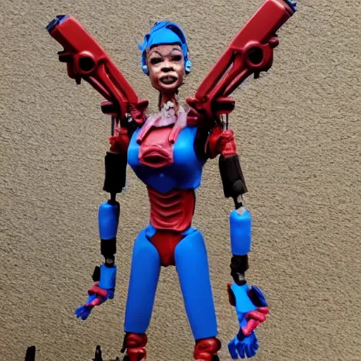 Prompt: maya angelou cosplay boston dynamics, stop motion vinyl action figure, plastic, toy, butcher billy style