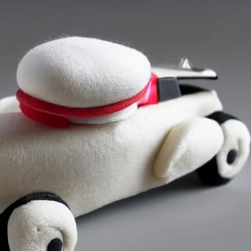 Image similar to a plushie of a car in a top hat