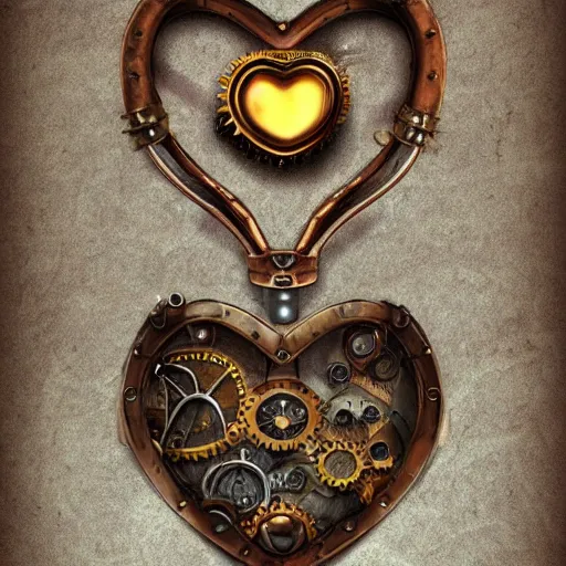 Prompt: hyper realistic steampunk heart, hyper detailled, 4 k