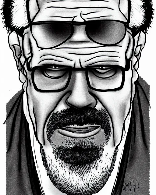 Image similar to portrait of ron perlman in the style of justin roiland. heisenberg from breaking bad. cinematic lighting. style of rick & morty. photographic, photography. by justin roiland