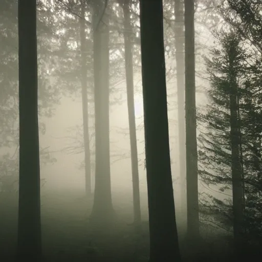 Prompt: forest at night, fog, volumetric lighting, creepy