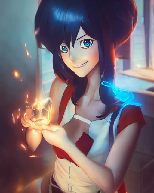 Image similar to a girl cosplaying as a toaster, full shot, atmospheric lighting, detailed face, one piece style, by makoto shinkai, stanley artgerm lau, wlop, rossdraws
