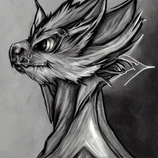 Image similar to anthropomorphic silver dragon, headshot profile picture, cute ears, large eyes, male, commission on furaffinity, sketch drawing