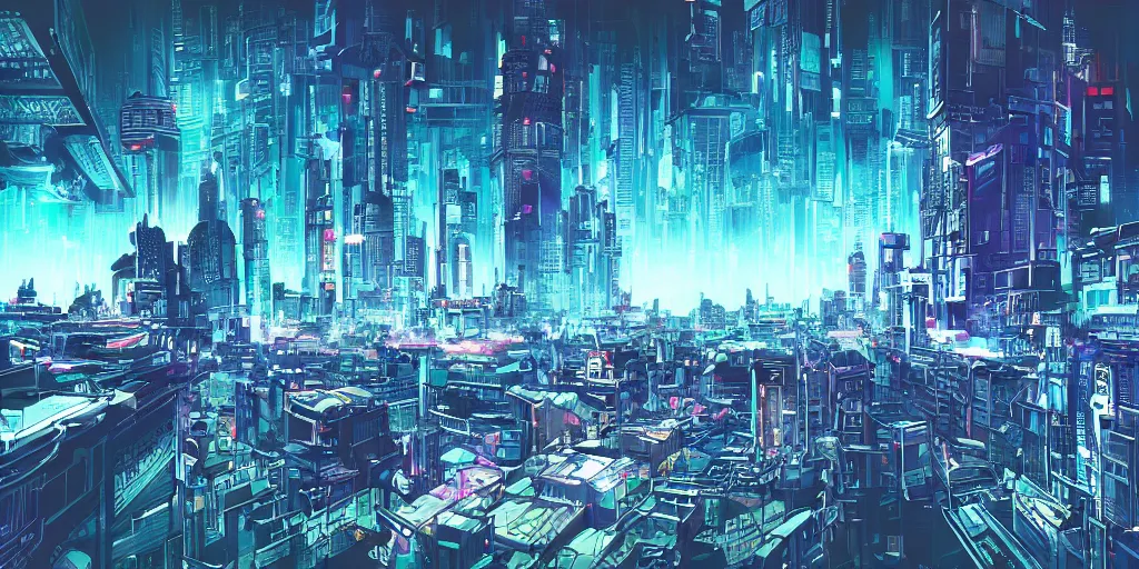 Image similar to city in the style of cyberpunk, singular gigantic building focus, space sky, anime illustration,