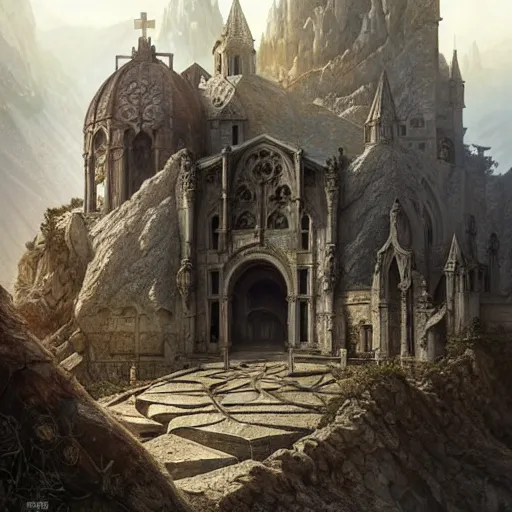 Prompt: concept art of a ruined post - apocalyptic monastery at the top of a mountain, ultra realistic, concept art, intricate details, eerie, highly detailed, photorealistic, octane render, 8 k, unreal engine. art by artgerm and greg rutkowski and alphonse mucha