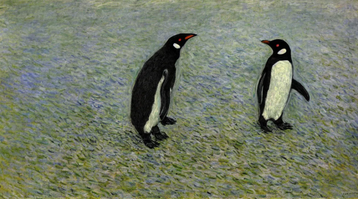 Image similar to Linux Tux penguin wallpaper painted by Claude Monet