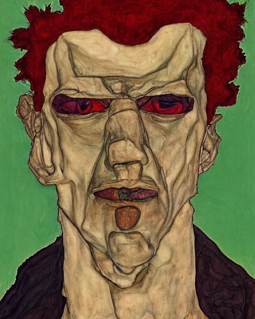 Image similar to portrait of aku by egon schiele in the style of greg rutkowski