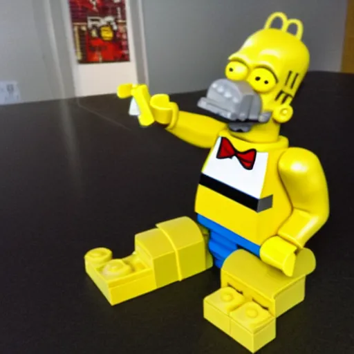 Image similar to Homer Simpson made out of LEGO