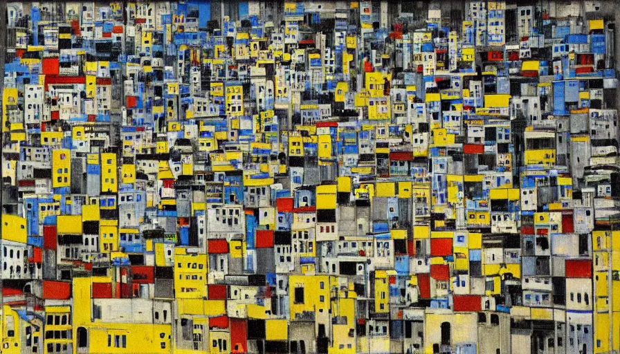 Prompt: favelas in rio, by piet mondrian