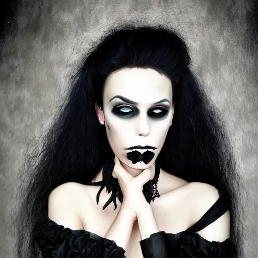 Image similar to a portrait of goth 0nbeauty, a photograph taken by Juan Francisco Casas