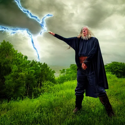 Image similar to Wizard casting a storm spell, photography