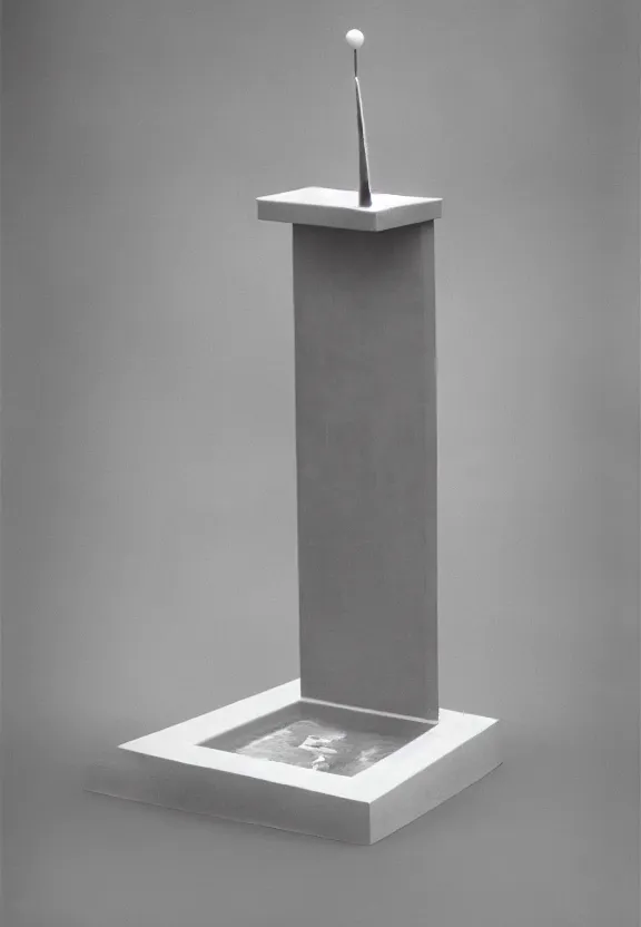 Prompt: a packshot of fountain ( fontaine ) readymade by marcel duchamp, archival pigment print, 1 9 2 0, conceptual art, white, grey, gray, underexposed grey, hues of subtle grey, ready - made, studio shoot, studio lighting