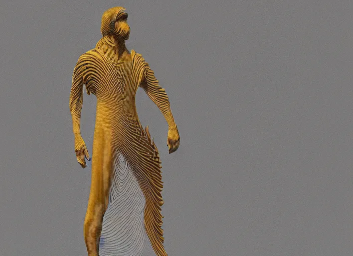 Prompt: man in the style of dustin yellin, miles johnston, keita morimoto, kuroda seiki, ozabu, john william godward, iris van herpen 3 d print, abstract, render, houdini, redshift, octane, caustics