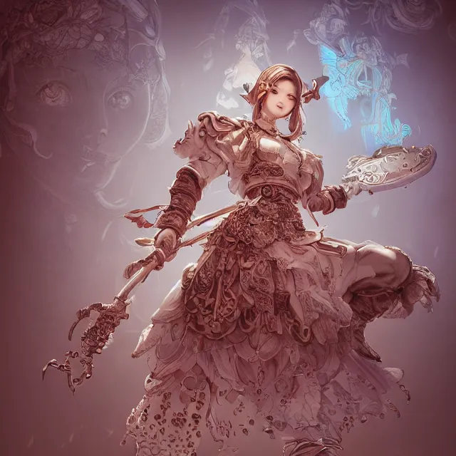 Image similar to studio portrait of neutral good colorful female cleric bard healer as absurdly beautiful, gorgeous, elegant, young gravure idol, an ultrafine hyperdetailed illustration by kim jung gi, irakli nadar, intricate linework, sharp focus, bright colors, octopath traveler, final fantasy, unreal engine 5 highly rendered, global illumination, radiant light, detailed and intricate environment