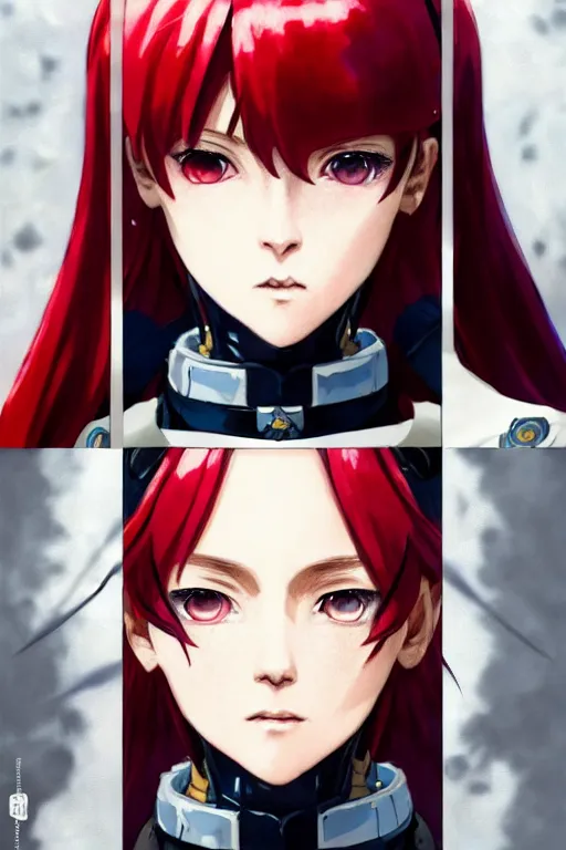 Image similar to portrait of Anime sister of battle, Warhammer 40000, cute-fine-face, red-short-hair pretty face, realistic shaded Perfect face, fine details. Anime. realistic shaded lighting by Ilya Kuvshinov katsuhiro otomo ghost-in-the-shell, magali villeneuve, artgerm, rutkowski, WLOP Jeremy Lipkin and Giuseppe Dangelico Pino and Michael Garmash and Rob Rey