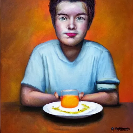 Image similar to A portrait of the handsome god of breakfast