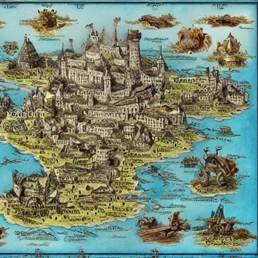 Image similar to detailed map of howarts, fantasy map, cartography, detailed, intricate,