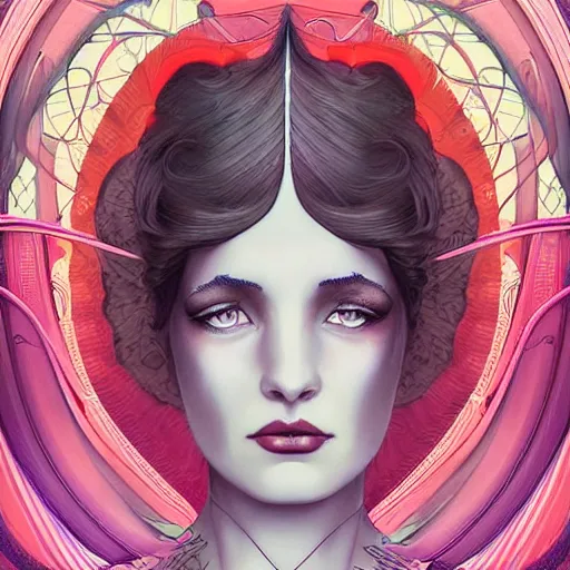 Image similar to an art nouveau, ( streamline moderne ), multi - racial portrait in the style of anna dittmann and charlie bowater and magali villenueve. very large, clear, expressive, and intelligent eyes. centered, ultrasharp focus, dramatic lighting, photorealistic digital matte painting, intricate symmetrical ultra detailed background.