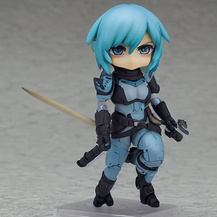 Image similar to destiny commander zavala!!!!!!!!!!!!!!!!!!!!!!!!!!, an anime nendoroid of commander zavala, figurine, light - blue skin is light - blue, detailed product photo